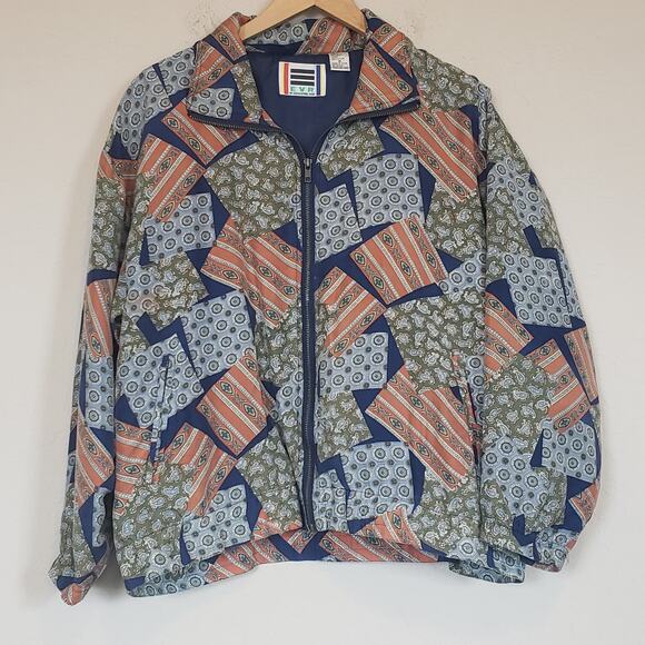 EVR Div Rousso Silk Paisley Ascot Patchwork Oversized Jacket Vintage Womens Med - Picture 1 of 10